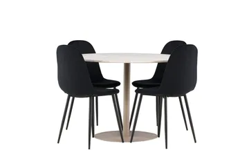 Lycke Matgrupp 110 cm Rund med 4 Polar stolar - Beige/Svart - Möbler - Bord & matgrupp - Matgrupp