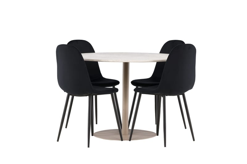 Lycke Matgrupp 110 cm Rund med 4 Polar stolar - Beige/Svart - Möbler - Bord & matgrupp - Matgrupp