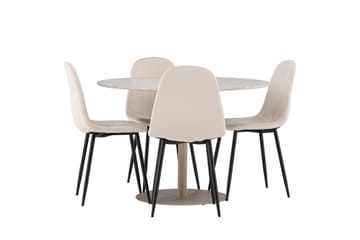 Lycke Matgrupp 110 cm Rund med 4 Polar stolar - Beige/Beige - Möbler - Bord & matgrupp - Matgrupp