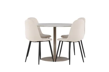 Lycke Matgrupp 110 cm Rund med 4 Polar stolar - Beige/Beige - Möbler - Bord & matgrupp - Matgrupp