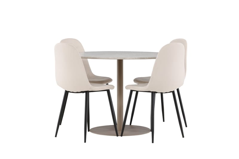 Lycke Matgrupp 110 cm Rund med 4 Polar stolar - Beige/Beige - Möbler - Bord & matgrupp - Matgrupp