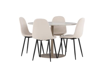 Lycke Matgrupp 110 cm Rund med 4 Polar stolar - Beige/Beige - Möbler - Bord & matgrupp - Matgrupp