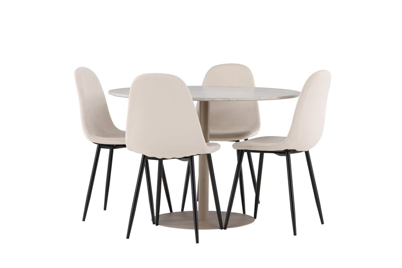 Lycke Matgrupp 110 cm Rund med 4 Polar stolar - Beige/Beige - Möbler - Bord & matgrupp - Matgrupp