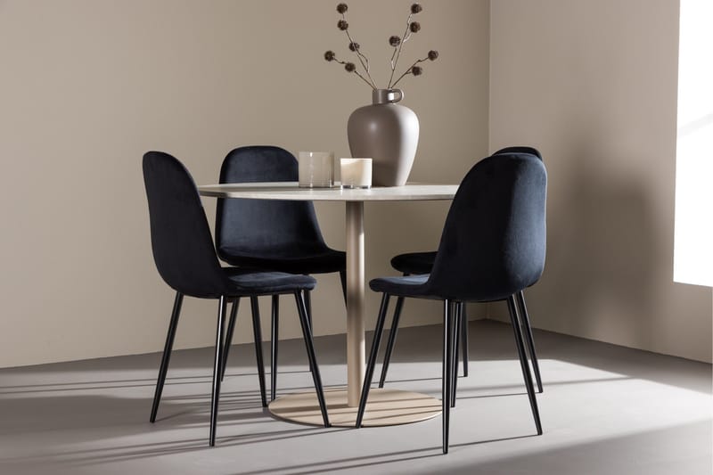 Lycke Matgrupp 110 cm Rund med 4 Polar stolar - Beige/Svart - Möbler - Bord & matgrupp - Matgrupp