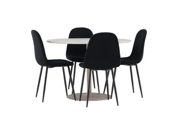 Lycke Matgrupp 110 cm Rund med 4 Polar stolar - Beige/Svart - Möbler - Bord & matgrupp - Matgrupp