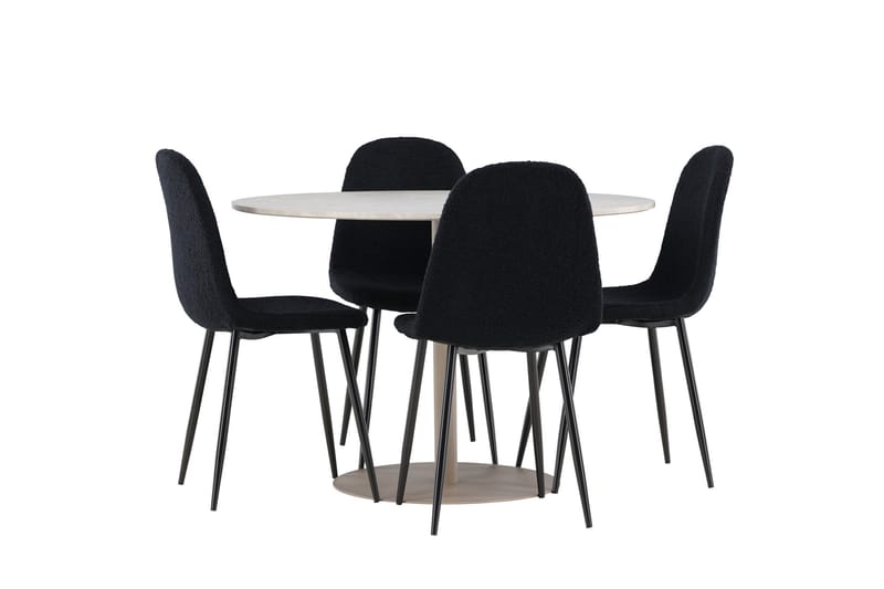 Lycke Matgrupp 110 cm Rund med 4 Polar stolar - Beige/Svart - Möbler - Bord & matgrupp - Matgrupp