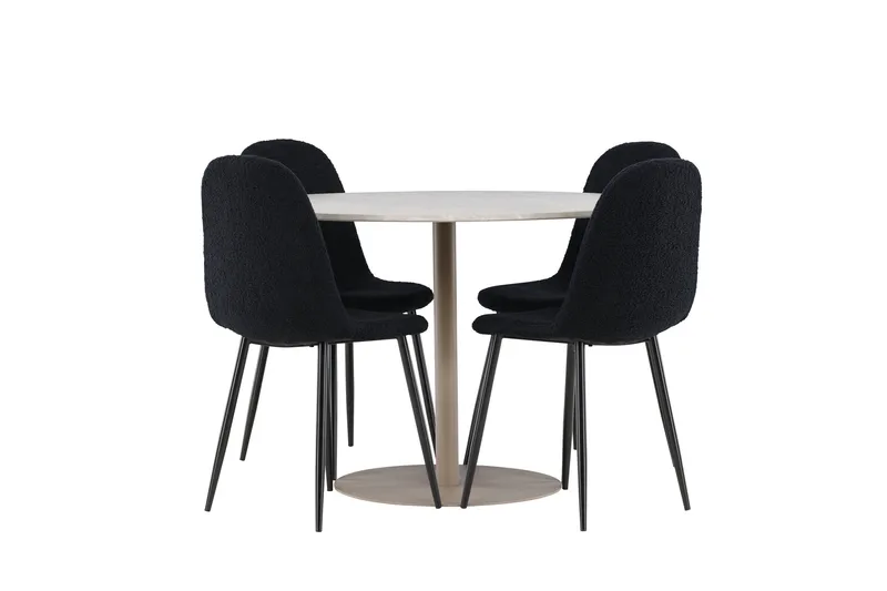 Lycke Matgrupp 110 cm Rund med 4 Polar stolar - Beige/Svart - Möbler - Bord & matgrupp - Matgrupp