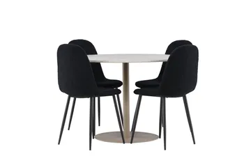 Lycke Matgrupp 110 cm Rund med 4 Polar stolar - Beige/Svart - Möbler - Bord & matgrupp - Matgrupp