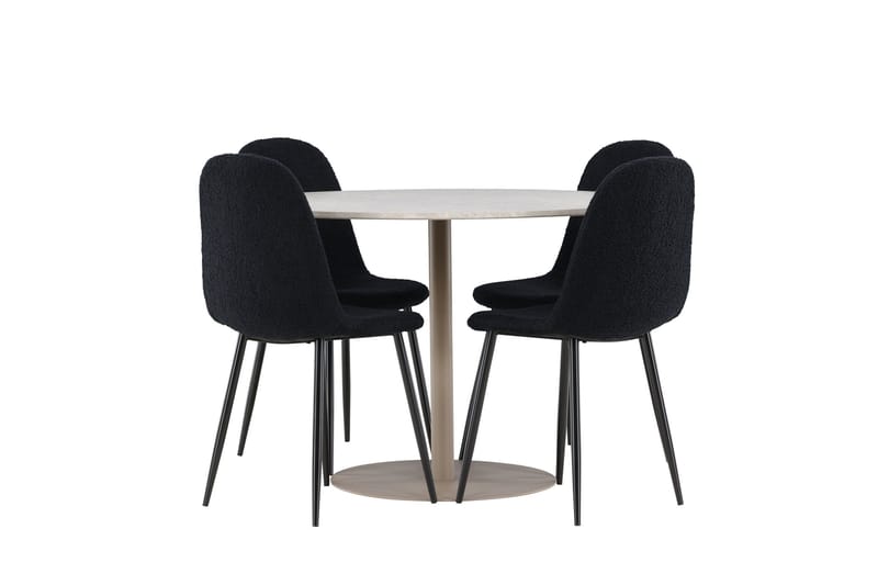 Lycke Matgrupp 110 cm Rund med 4 Polar stolar - Beige/Svart - Möbler - Bord & matgrupp - Matgrupp