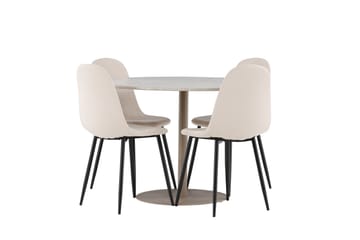 Lycke Matgrupp 110 cm Rund med 4 Polar stolar - Beige/Beige - Möbler - Bord & matgrupp - Matgrupp