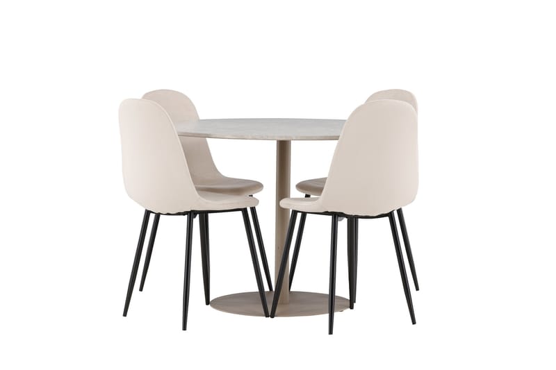 Lycke Matgrupp 110 cm Rund med 4 Polar stolar - Beige/Beige - Möbler - Bord & matgrupp - Matgrupp