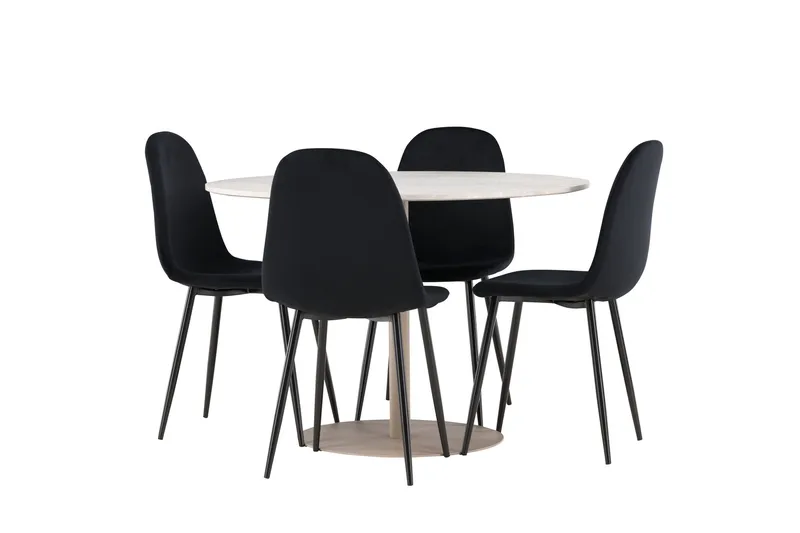 Lycke Matgrupp 110 cm Rund med 4 Polar stolar - Beige/Svart - Möbler - Bord & matgrupp - Matgrupp