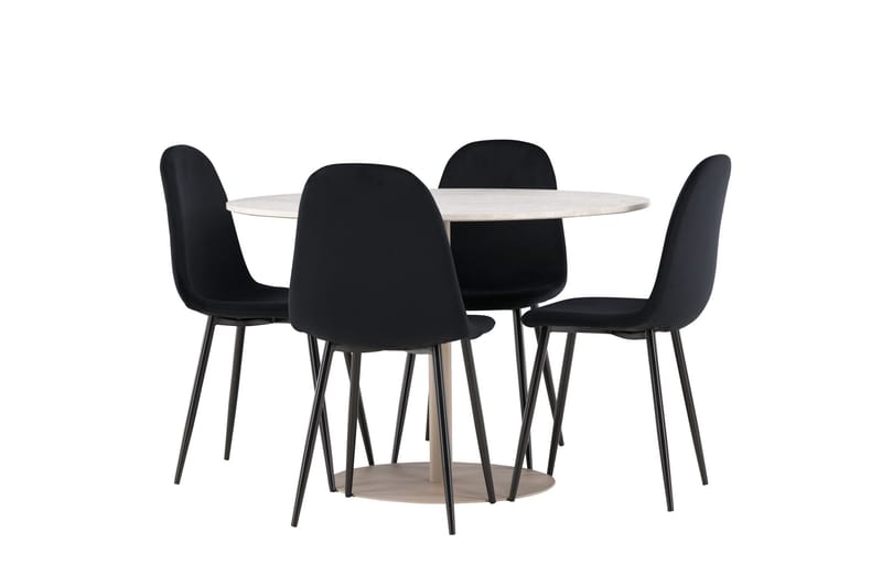 Lycke Matgrupp 110 cm Rund med 4 Polar stolar - Beige/Svart - Möbler - Bord & matgrupp - Matgrupp