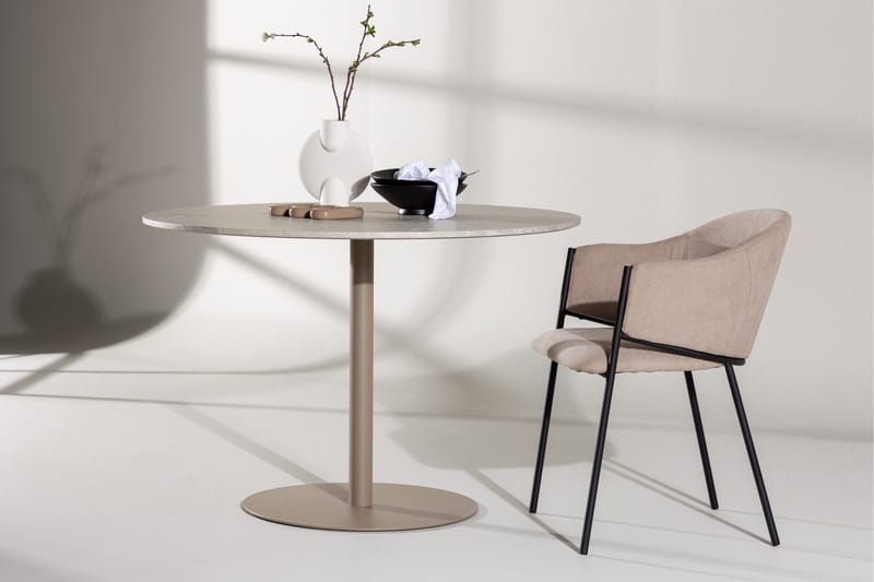 Lycke Runt Matbord 110 cm med Marmorutseende - Beige - Möbler - Bord & matgrupp - Marmorbord