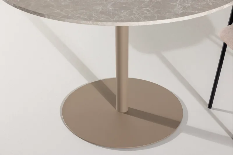 Lycke Runt Matbord 110 cm med Marmorutseende - Beige - Möbler - Bord & matgrupp - Marmorbord