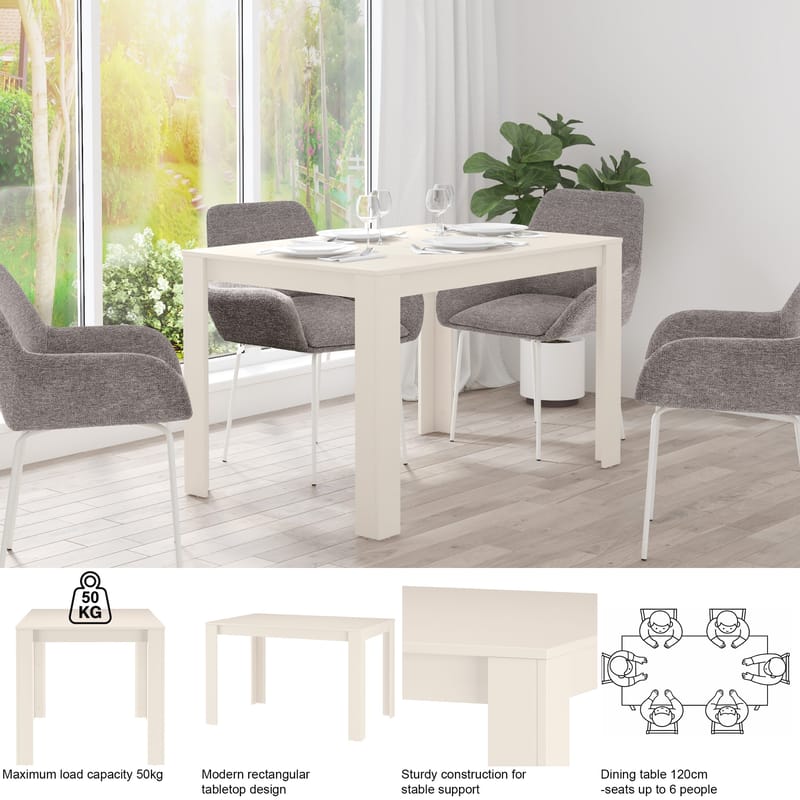 Lynn Rektangulärt Matbord 120 cm i Trä - Beige - Möbler - Bord & matgrupp - Matbord & köksbord