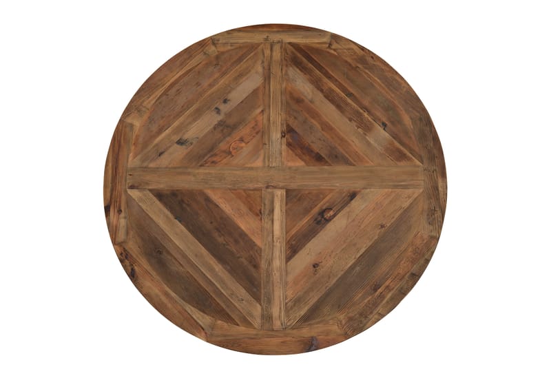 Lyon Matgrupp 150 cm Rund med 4 Tuva Fåtölj - Vintage Alm/Vit/Brun PU - Möbler - Bord & matgrupp - Matgrupp