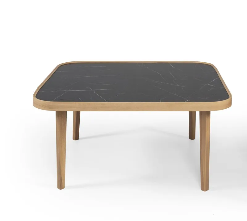 Malkiat Soffbord 90x42x90 cm, Ek och svart marmor