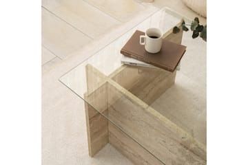 Malpani 105 cm Rektangulärt Soffbord i Sten och Glas - Klar - Möbler - Bord & matgrupp - Soffbord