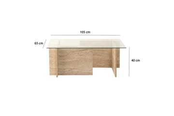 Malpani 105 cm Rektangulärt Soffbord i Sten och Glas - Klar - Möbler - Bord & matgrupp - Soffbord
