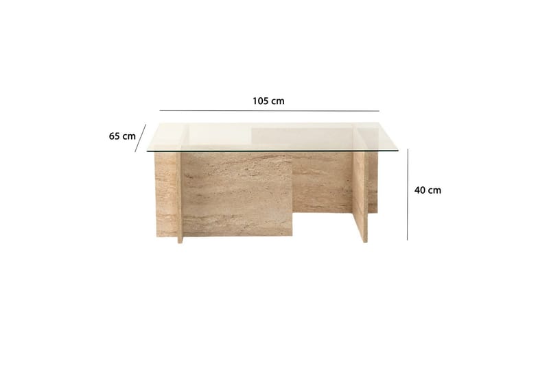Malpani 105 cm Rektangulärt Soffbord i Sten och Glas - Klar - Möbler - Bord & matgrupp - Soffbord