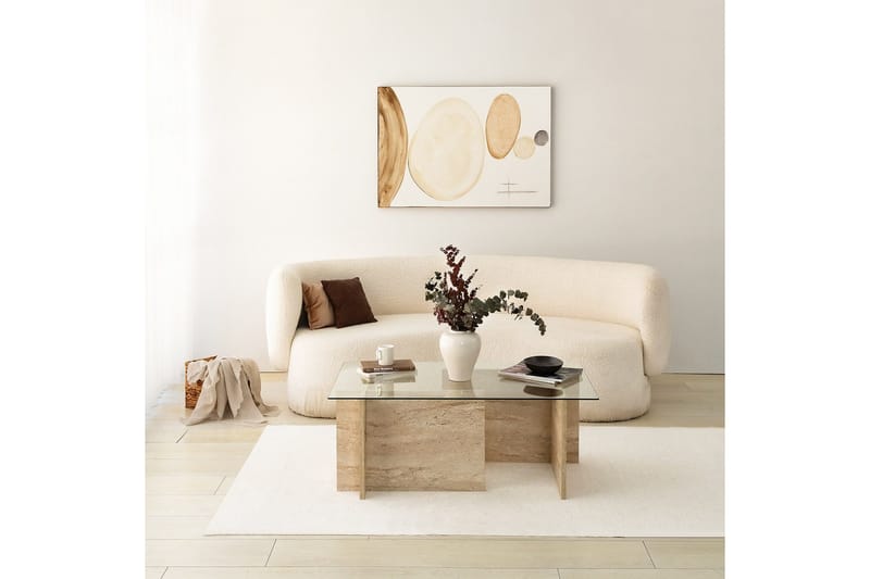 Malpani 105 cm Rektangulärt Soffbord i Sten och Glas - Klar - Möbler - Bord & matgrupp - Soffbord