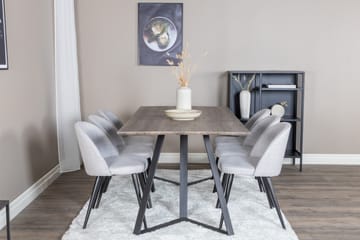 Malvina Matgrupp 180 cm Rektangulär med 6 Sedavi Stolar - Svart - Möbler - Bord & matgrupp - Matgrupp