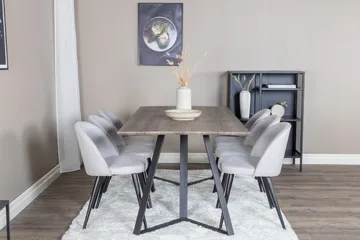 Malvina Matgrupp 180 cm Rektangulär med 6 Sedavi Stolar - Svart - Möbler - Bord & matgrupp - Matgrupp