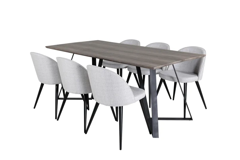 Malvina Matgrupp 180 cm Rektangulär med 6 Sedavi Stolar - Svart - Möbler - Bord & matgrupp - Matgrupp