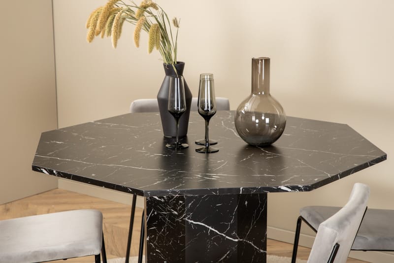 Marbs Matgrupp 110 cm Rund med 4 Kenth stolar - Svart - Möbler - Bord & matgrupp - Matgrupp