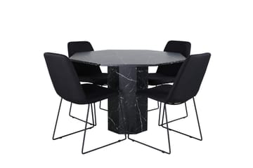 Marbs Matgrupp 110 cm Rund med 4 Muce stolar - Svart - Möbler - Bord & matgrupp - Matgrupp