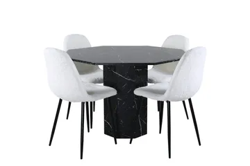 Marbs Matgrupp 110 cm Rund med 4 Polar stolar - Svart - Möbler - Bord & matgrupp - Matgrupp