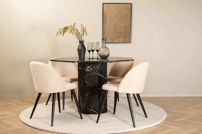Marbs runt matbord med 4st Velvet matstol