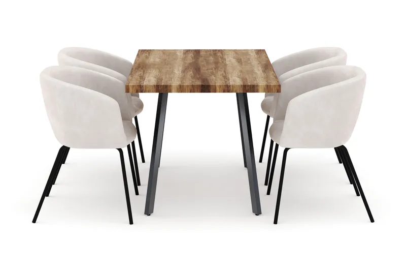 Marcelen Matbord Förlängningsbart med 4 Berit Stolar - Brun - Möbler - Bord & matgrupp - Matgrupp