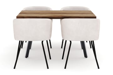 Marcelen Matbord Förlängningsbart med 4 Berit Stolar - Brun - Möbler - Bord & matgrupp - Matgrupp