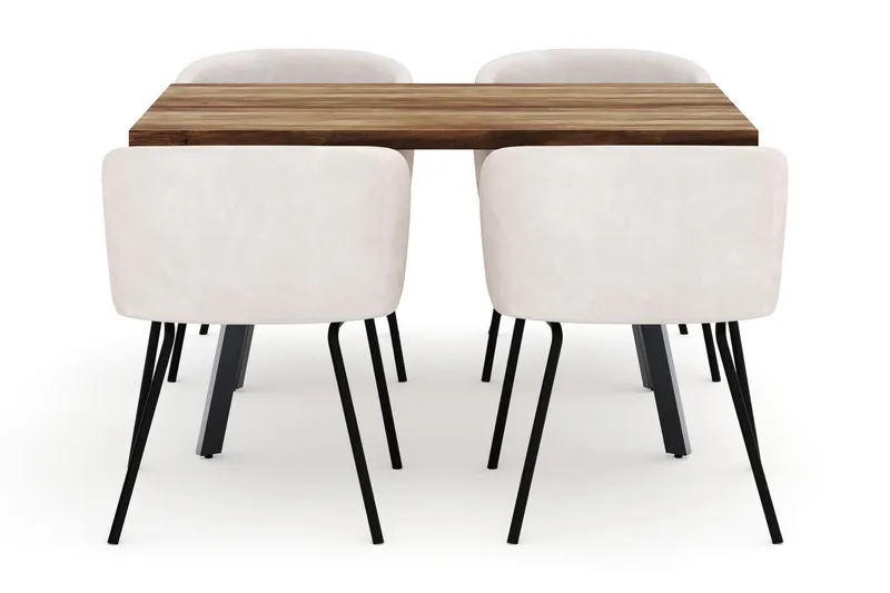 Marcelen Matbord Förlängningsbart med 4 Berit Stolar - Brun - Möbler - Bord & matgrupp - Matgrupp