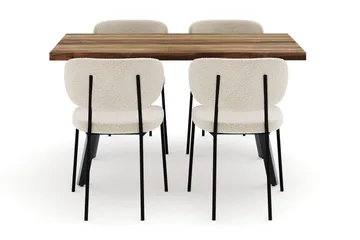 Marcelen Matbord Förlängningsbart med 4 Gemmiano Stolar - Brun - Möbler - Bord & matgrupp - Matgrupp