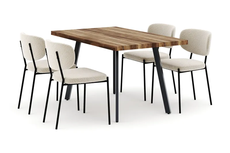 Marcelen Matbord Förlängningsbart med 4 Gemmiano Stolar - Brun - Möbler - Bord & matgrupp - Matgrupp