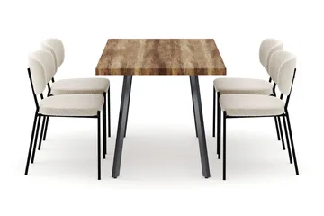 Marcelen Matbord Förlängningsbart med 4 Gemmiano Stolar - Brun - Möbler - Bord & matgrupp - Matgrupp