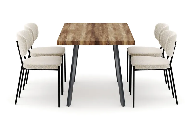Marcelen Matbord Förlängningsbart med 4 Gemmiano Stolar - Brun - Möbler - Bord & matgrupp - Matgrupp