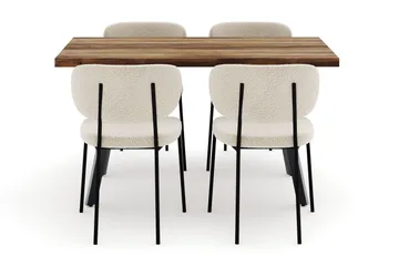 Marcelen Matbord Förlängningsbart med 4 Gemmiano Stolar - Brun - Möbler - Bord & matgrupp - Matgrupp