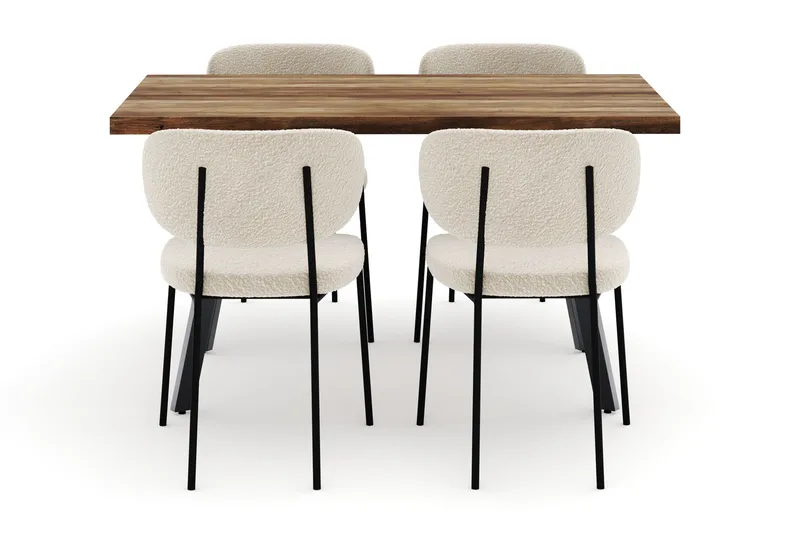 Marcelen Matbord Förlängningsbart med 4 Gemmiano Stolar - Brun - Möbler - Bord & matgrupp - Matgrupp