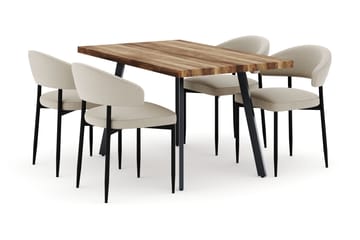 Marcelen Matbord Förlängningsbart med 4 Sawako Stolar - Brun - Möbler - Bord & matgrupp - Matgrupp