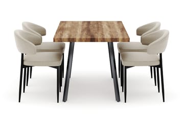 Marcelen Matbord Förlängningsbart med 4 Sawako Stolar - Brun - Möbler - Bord & matgrupp - Matgrupp