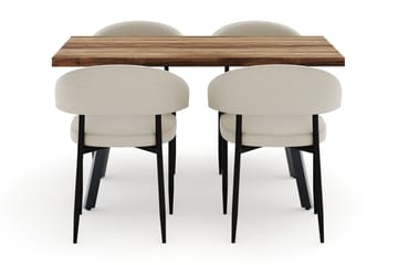 Marcelen Matbord Förlängningsbart med 4 Sawako Stolar - Brun - Möbler - Bord & matgrupp - Matgrupp