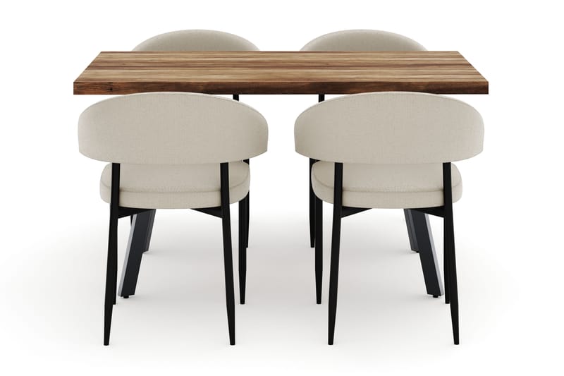 Marcelen Matbord Förlängningsbart med 4 Sawako Stolar - Brun - Möbler - Bord & matgrupp - Matgrupp