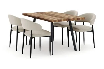 Marcelen Matbord Förlängningsbart med 4 Sawako Stolar - Brun - Möbler - Bord & matgrupp - Matgrupp