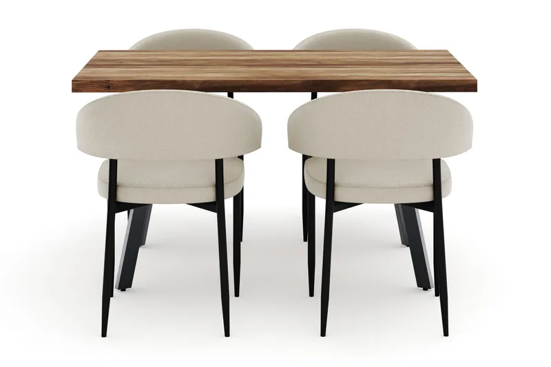 Marcelen Matbord Förlängningsbart med 4 Sawako Stolar - Brun - Möbler - Bord & matgrupp - Matgrupp