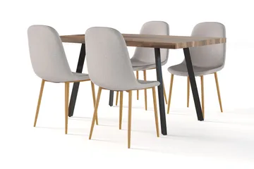 Marcelen Matbord Förlängningsbart med illäggsskiva +  4 st Nibe stol grå med ek ben - Brun/Grå - Möbler - Bord & matgrupp - Matgrupp