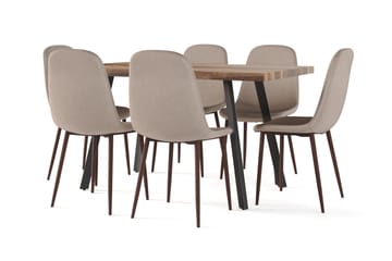 Marcelen Matbord Förlängningsbart med illäggsskiva +  6 st Nibe stol brun med valnöt ben - Brun - Möbler - Bord & matgrupp - Matgrupp